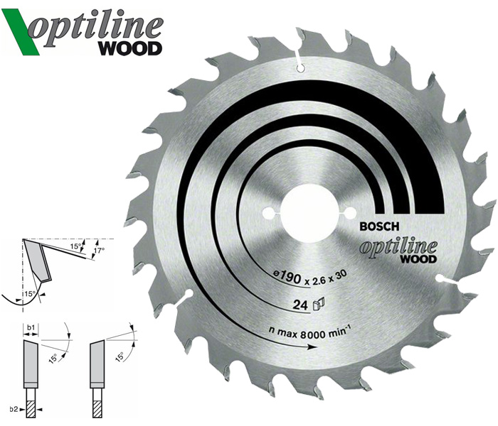 Пильний диск Bosch Optiline Wood 190 мм 24 зуб. (2608641185)