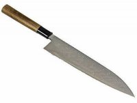 Нож кухонный Gyuto (ШЕФ) Damascus 240 мм лезвие, Aogami #2, HONMAMON (4573200701610)