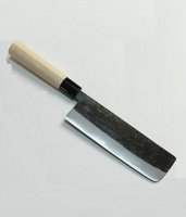 Нож кухонный Nakiri 165 мм лезвие (для овощей и зелени), Shirogami #2, ручка - магнолия, HONMAMON (4580149740297)