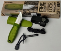 Нож Morakniv Eldris 1.0 Colour Green (12633) + огниво, паракорд и застёжка