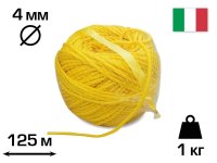 Кембрик, пластиковая завязка, Желтая, 4мм, EXTRA (23FIPEGR4), 1кг, 125м, CORDIOLI (440Y)