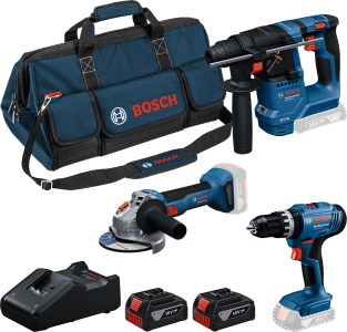 Комбінований комплект Bosch Professional 18V GSB + GBH + GWS + 2x акумулятори 4.0 Ah (0615A500AG)