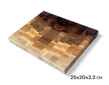 Торцьова дошка для нарізки LUXURY 250 х 200 х 23 мм (GRADIENT Дуб-Горіх-Ясень-Граб) 2520023G