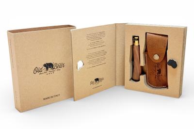 Набір ніж Antonini Old Bear M (19 см), рукоятка - горіх, сталь - INOX W1.4060, больстер - латунь та шкіряний чохол FO.9300 в спеціальному пакуванню