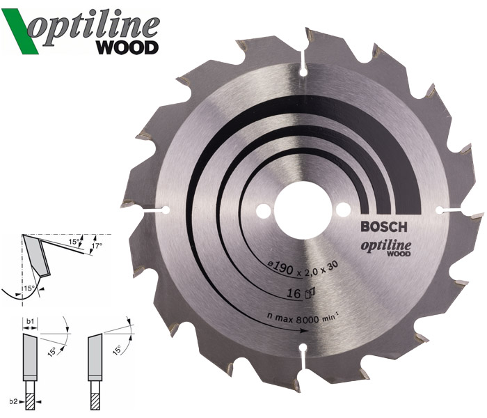 Пилковий диск Bosch Optiline wood 190 мм 16 зуб. (2608641184) фото 1
