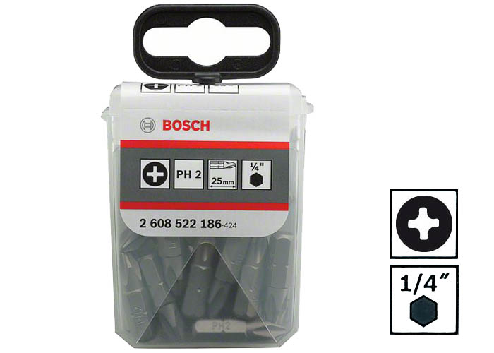 Насадки-біти Bosch Extra Hart PH2 (25 шт)  фото 1