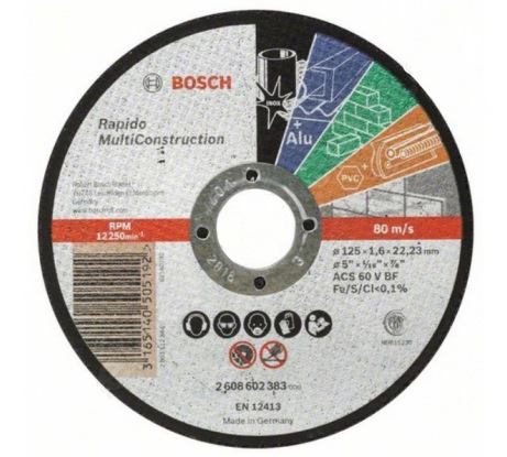 Відрізне коло Bosch (2608602383) Rapido Multi Construction 125x1.6 мм 