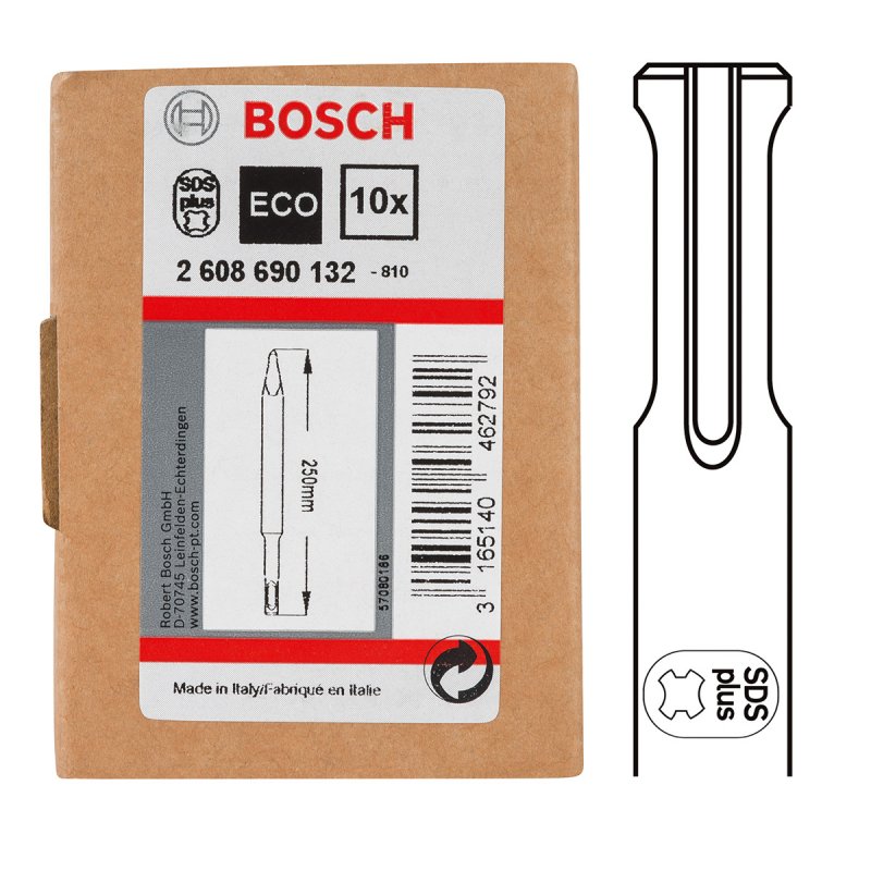 Пікове зубило Bosch (2608690132) SDS-plus,250 мм, 10 шт  фото 3