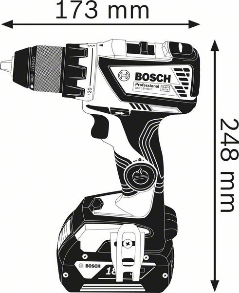 Акумуляторний дриль-шуруповерт Bosch GSR 18V-60 C Professional (06019G1102)  фото 5