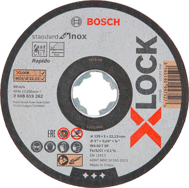 Відрізне коло X-LOCK Standard for Inox, 125 мм по нержавійці (2608619262) 