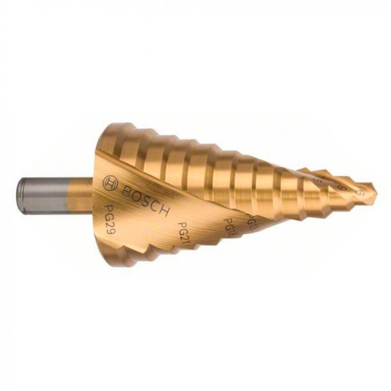 Ступенчатое сверло Bosch HSS-TiN, 12 ст., 6-37 мм, PG7-PG29 (2608587435) 