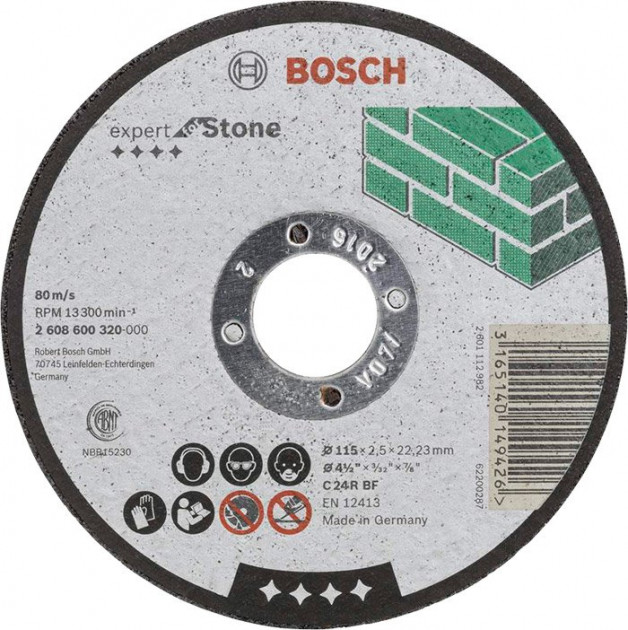 Круг отрезной Bosch Expert for Stone прямой 115×2,5 мм (2608600320) 