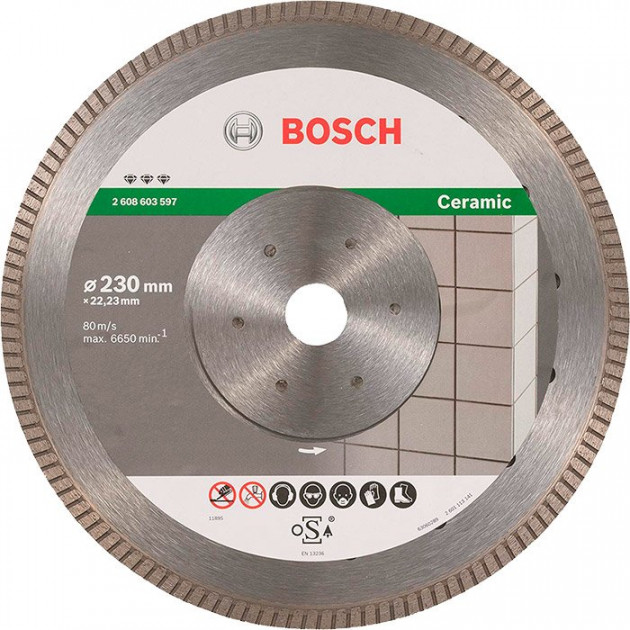 Діамантове коло Bosch Best for Ceramic Extraclean Turbo, 230×22,23×1,8 мм (2608603597)  фото 1