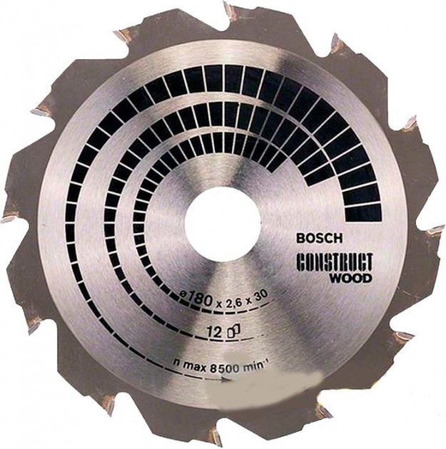 Пильний диск Bosch Construct Wood 180×2,6×30 мм, 12 FWF (2608640632)  фото 2