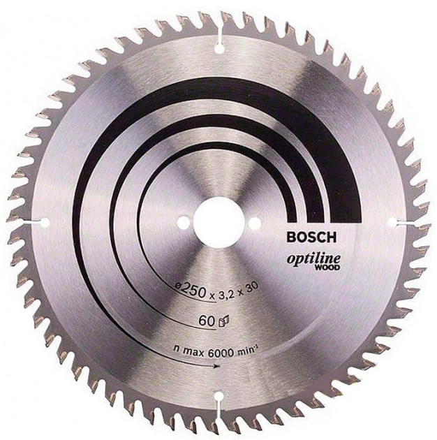 Пильний диск Bosch Optiline Wood 250×3,2×30 мм, 60 KW (2608640665)  фото 2