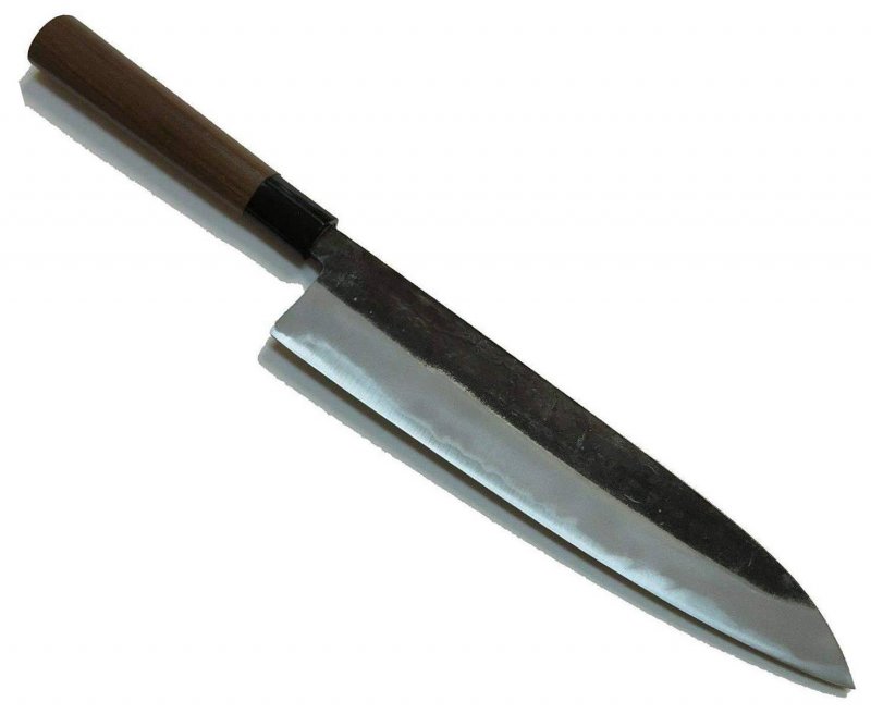 Нож кухонный Gyuto (ШЕФ) 240 мм лезвие, HRC62, Aogami #1, HONMAMON (4573200700606) 