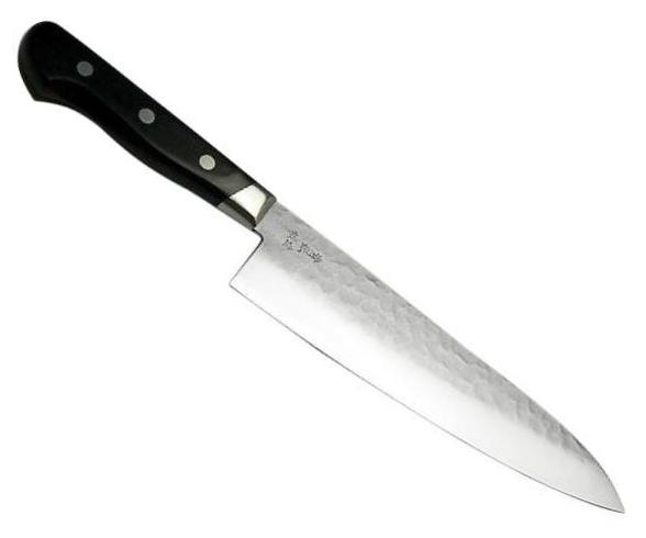 Нож кухонный Gyuto (ШЕФ) 200 мм лезвие, 61HRC, Aogami #2, ламинат SUS410, молотковая, HONMAMON (4582243656023) 